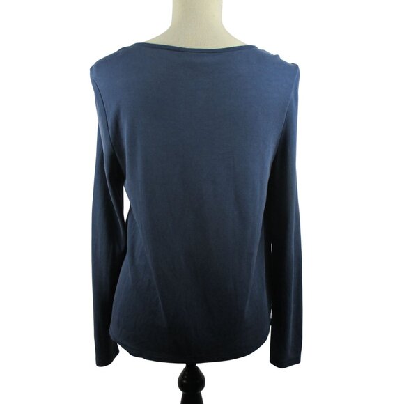 818 Top S Navy Blue Asymmetric Drape Pleat Front Oversize Comfy Soft Modal Back - Picture 4 of 6
